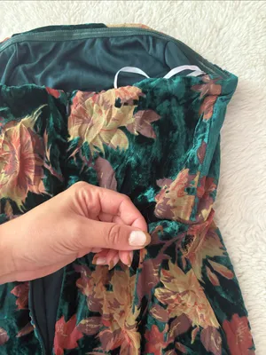 Lulus Real Allure Emerald Floral Burnout Velvet Strapless Maxi Dress Size XS thumbnail 10