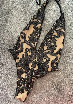 Super sexy sequin swimsuit or Bodysuit Black thumbnail 1