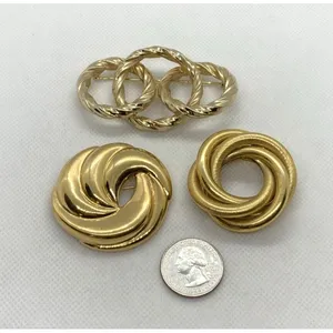 Vintage Lot of 3‎ Gold Tone Pin Brooch Circular Round Napier Interlocking Circle thumbnail 3
