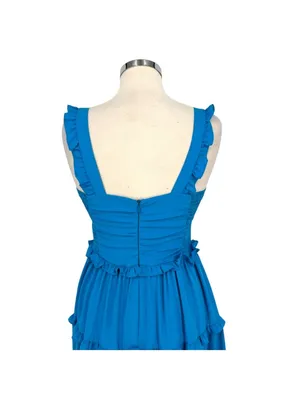 Amanda Uprichard Sweeney Blue Ruffle Tiered Sweetheart Midi Dress Size XS thumbnail 6