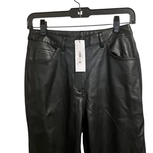 The Drop Jack Vegan Leather Straight Leg Pants Black 26 NWT thumbnail 5