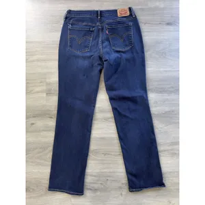 Levis 505 Women's Size 8 Straight Leg Mid Rise Dark Wash Stretch Denim Jeans thumbnail 5