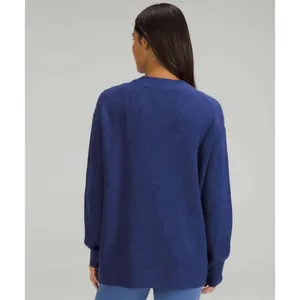 Lululemon Sweater Size XL Merino Wool-Blend Ribbed Crewneck Heathered Blue Thick thumbnail 3