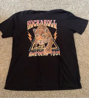 Black Rock & Roll Graphic Tee with Leopard Tour Design thumbnail 1