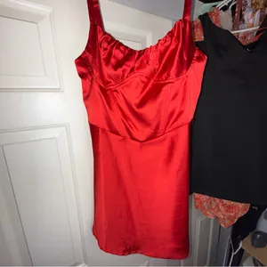 Sky to Moon - NWOT Red Satin Chemise Dress - Size Large thumbnail 12