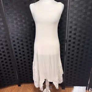Sleeveless Beach Dress Crocheted Lace Straps Sz S Asymmetric Grad Ethereal Bride thumbnail 4