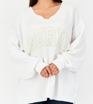 Aerie Logo V Neck Crewneck thumbnail 1