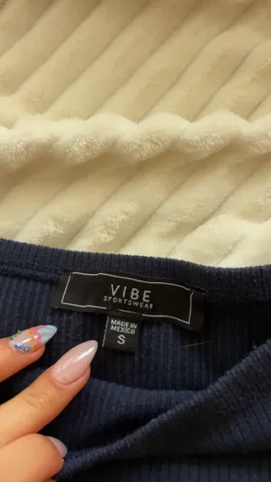 City Vibe Navy blue off the shoulder crop top in a S thumbnail 2