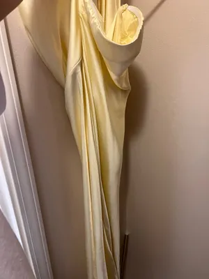Satin strapless maxi dress formal wedding yellow thumbnail 6