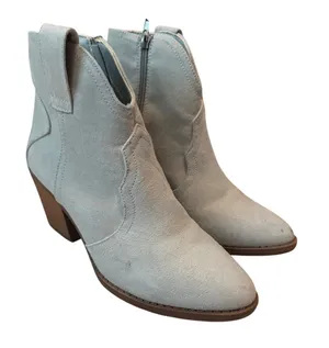 Sugar Torch Western Ankle Boots Light Blue Faux Suede Cowgirl Booties Size 6.5 M thumbnail 1