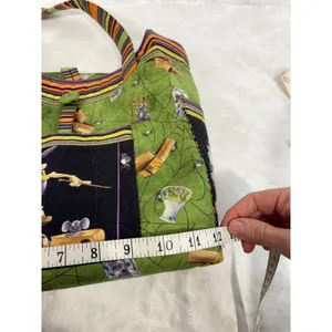 Vintage Handmade Halloween Goblin Wizard Tote Bag Green Orange Striped Spooky thumbnail 10