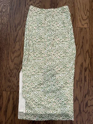 SHEIN Olive Green Floral Midi Skirt with Side Slit thumbnail 2