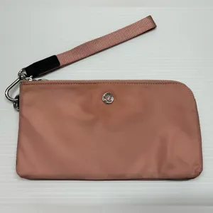 Lululemon Now and Always Pouch Salmon Pink Silver Hardware Removable Wrist Strap thumbnail 3