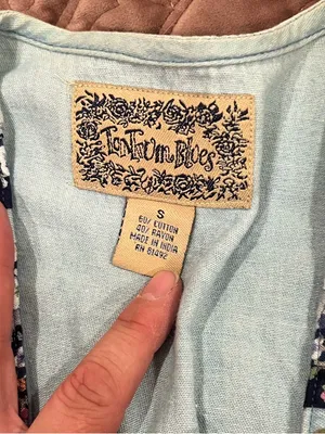 Johnny Was Pale Blue Floral Patchwork Open Vest thumbnail 3