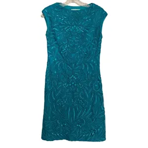 Sue Wong Teal Embroidered‎ Lace Sheath Dress Sz 10 Cocktail Formal Wedding Prom thumbnail 2