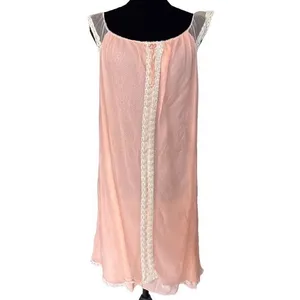 VTG THRASHED 50s 60s Peach Sheer Chiffon Nighty Coquette Grunge‎ Glam Babydoll thumbnail 7