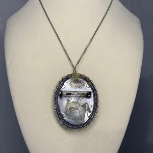 BLUE CORNFLOWERS BROOCH PIN NECKLACE CHAIN thumbnail 4