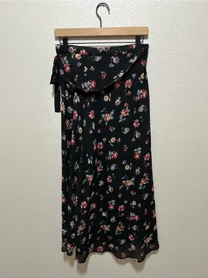 Vintage Solutions New York Floral True Wrap Maxi Skirt M Boho Cottagecore thumbnail 4