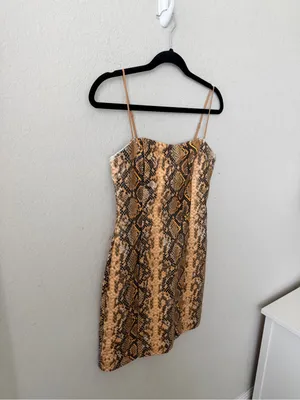 Likely Snake-Print Dress in Gold & Black Size 4 thumbnail 2
