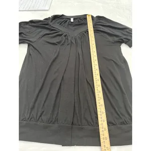 Dokotoo Womens Black V-Neck Pleated Short Sleeve Blouse Banded Hem Size M thumbnail 4
