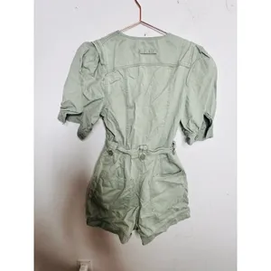 ULLA JOHNSON Sage Green 100% Cotton Short Sleeve Puffed Tied Carmine Romper sz 2 thumbnail 3