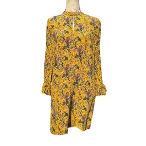 Madewell x Karen Walker Floral Print Dress Mock‎ Neck Long Sleeve Yellow Size 2 thumbnail 2