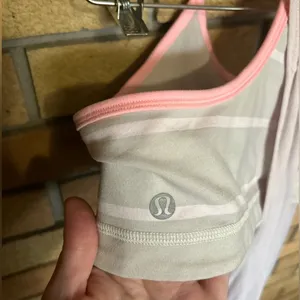 Lululemon No Limits Tank Grey & Pink Striped Tank Top Size 10 thumbnail 4