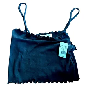 NWT Lime Blue‎ black crop top, large. thumbnail 1