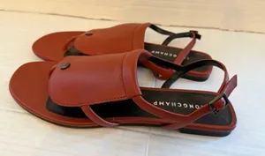Longchamp le Pilage Shield leather Sandal red Size EU 41 US 10 made in Italy NEW thumbnail 1