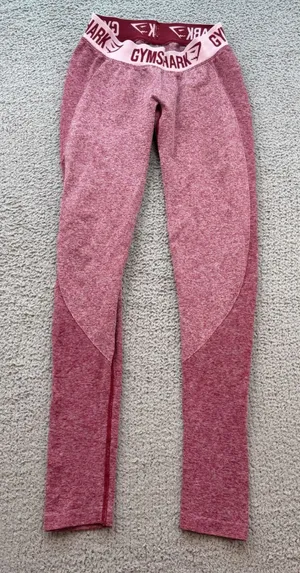 Gymshark Flex Leggings Womens Small Burgundy Pink Marl Seamless Activewear Gym thumbnail 1