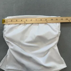 NWT Your Favorite Pacsun Tube Top S Women White Sleeveless Ruched Cropped Blouse thumbnail 4