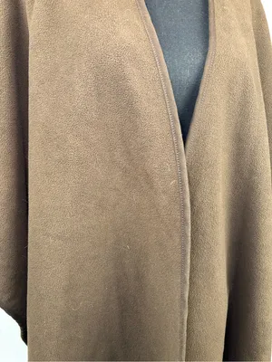 Plaid Open-Front Cape in Cream, Beige and Brown thumbnail 8