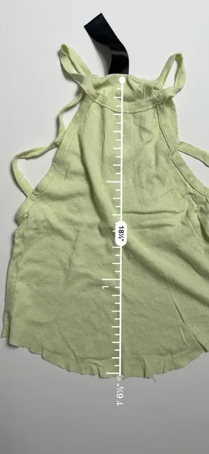 Free People FP New Romantics Lime Green Halter Neck Soft Linen Cotton Raw Hem Tank Top XS thumbnail 4