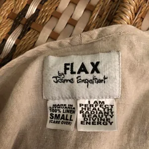FLAX Jeanne Engelhart Woven Linen Short Sleeve Boho Tunic Shirt Top Blouse Lagenlook Cream Beige - S #cottagecore #hippie #bohemian #indie #hipster Measurement in pics thumbnail 3