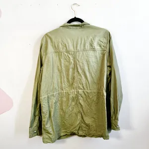 Gap Green Utility Jacket Women's Large Full Zip Button‎ Pockets Cotton Casual thumbnail 3