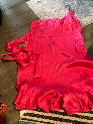 Nwt SELFIE LESLIE DONT WAIT UP ONE‎ SHOULDER WAIST TIE DRESS BARBIE HOT PINK thumbnail 12