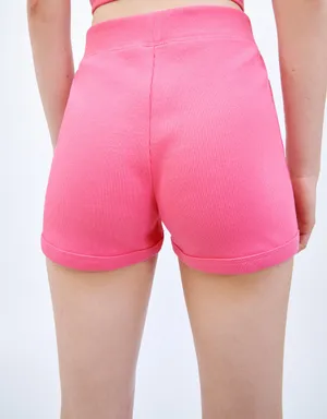ZARA NWOT barbie bubble gum pink ribbed cotton shorts thumbnail 2