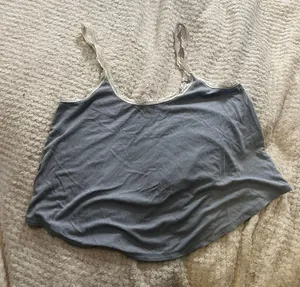 Victoria’s Secret Small Paisley Blue Ribbed Lace Cropped Pajama Tank Top thumbnail 2