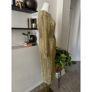 Maeve Gold Crochet Dress/Cover-Up One Size Fits Most - Gorgeous Anthropologie thumbnail 3