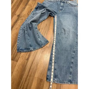 Listicle Wide Leg Jeans NWT L High Rise Denim Trendy‎ Cropped Raw Hem thumbnail 6