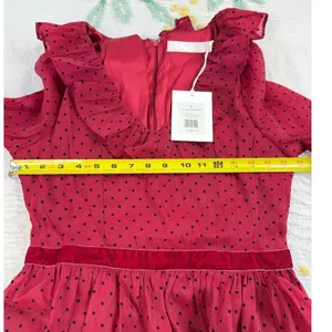 Rachel parcell Women's Red‎ Black Polka Dot Long Sleeve Tiered Ruffle Dress 8 thumbnail 4
