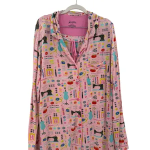 Nick & Nora Sewing Seamstress Novelty Print Modal Pajama Set Pink Size XL thumbnail 3