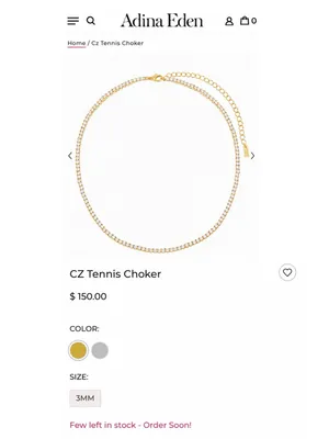 Revolve x Adina Eden Thin Tennis Choker in Gold thumbnail 4