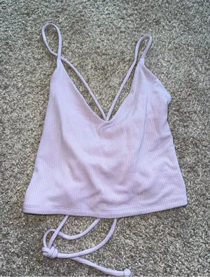 Garage - Ribbed Tie Back Cami Crop Top - M, Lavender thumbnail 1