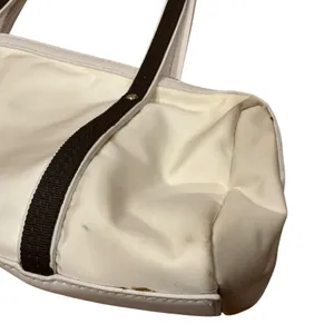 Kate Spade New York white and brown trim small nylon Tote handbag thumbnail 7