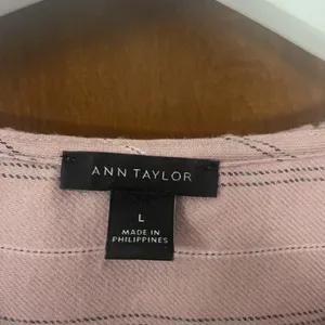 Ann Taylor pinstripe ruffle neck blouse thumbnail 4