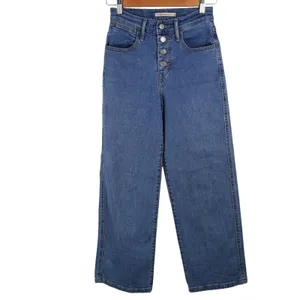 Levis Mile High Cropped Wide Leg Women 24 Blue Button Fly High Rise Denim thumbnail 5