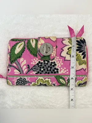 Vera Bradley Turnlock Wallet Priscilla Pink Quilted Floral Boho Clutch thumbnail 8