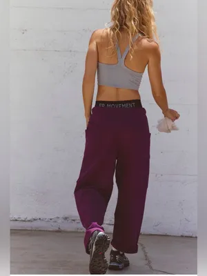 NWT Free People FP Movement Top score Barrel‎ pant Mulberry thumbnail 2