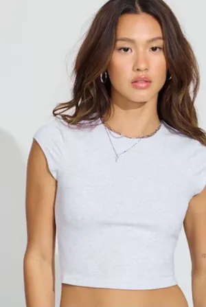 Garage White Cap-Sleeve Crewneck Crop Top thumbnail 1
